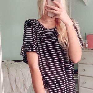 striped t-shirt with ruffle sleeves